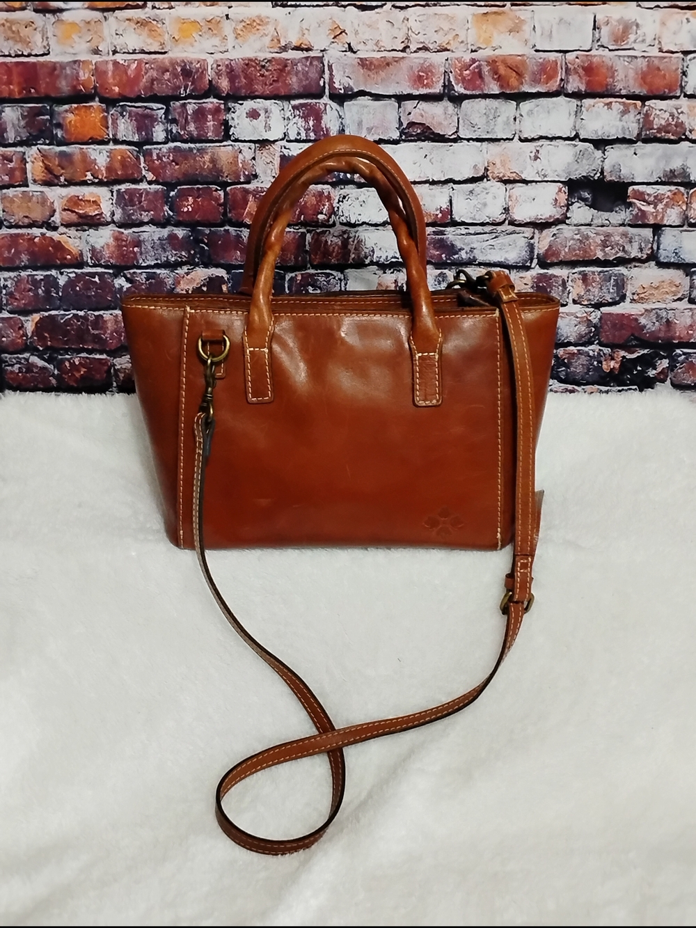 Patricia Nash Heritage Mozia Brown Leather Tote Handbag Satchel